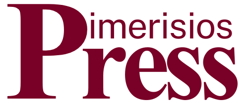 Imerissios Press cropped news and politics logo in dark red grey light red bold expressive editorial style 1